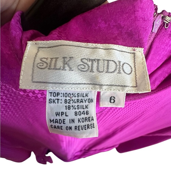 Vintage Silk Studio Womens Purple Silk Velvet 80s Dress Size 6 - Picture 5 of 5